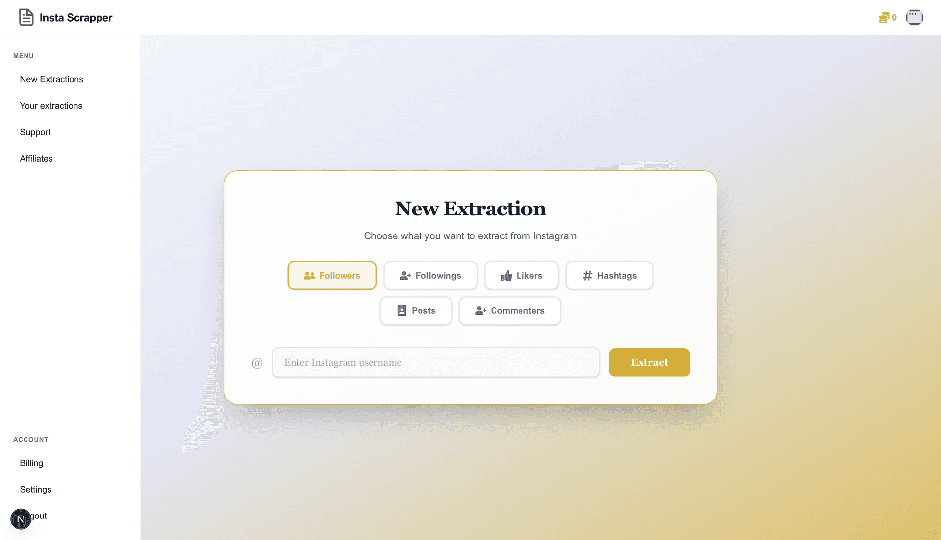 InstaScraper Dashboard